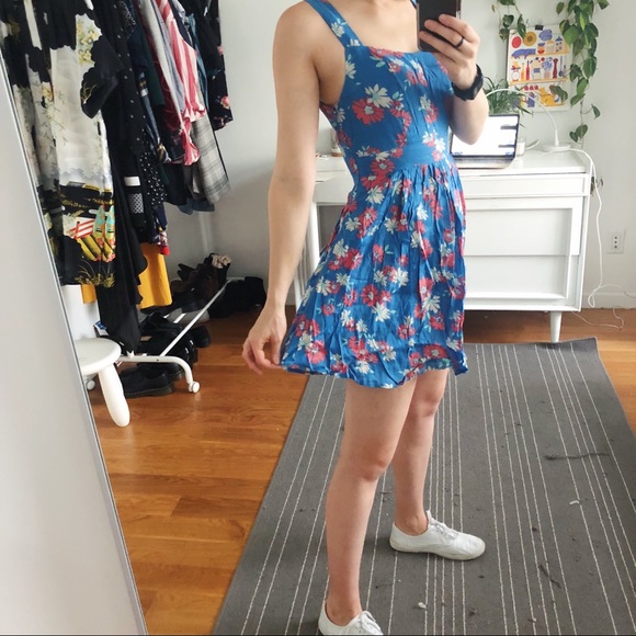 Blue Floral Open-Back Dress - Picture 3 of 7